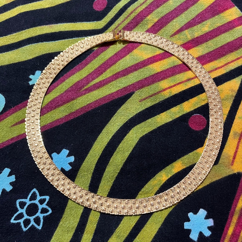 Vintage Monet Retro Woven Textured Gold Tone Metal Costume Jewelry Necklace